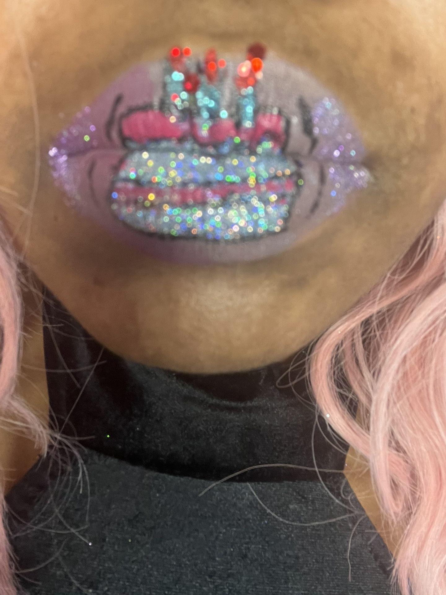 Close-up of pastel gemstone lips with soft pink undertone